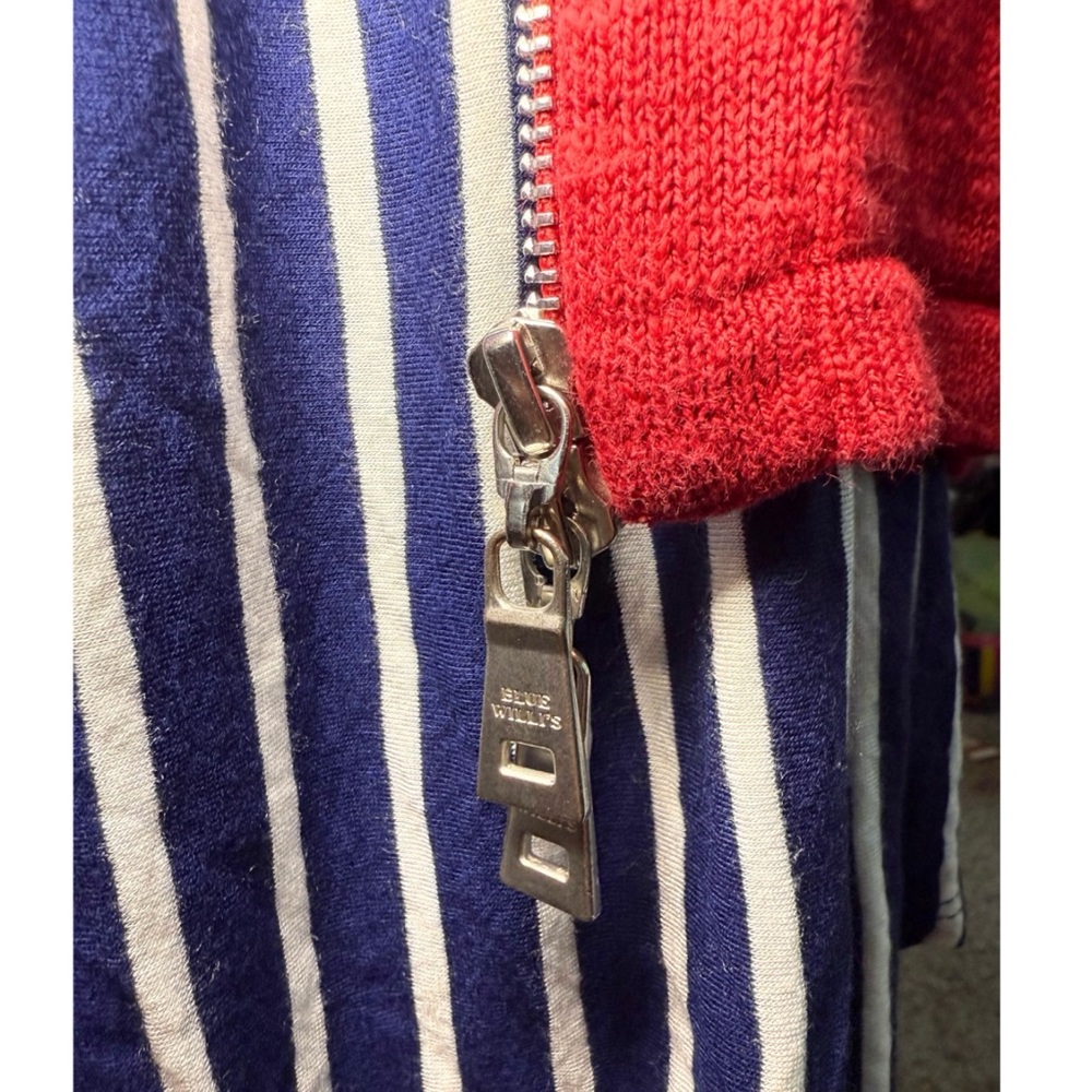 Vintage Red Linen Cotton Blend Zip Cardigan by‎ Blue Willi’s Size L - Picture 10 of 10